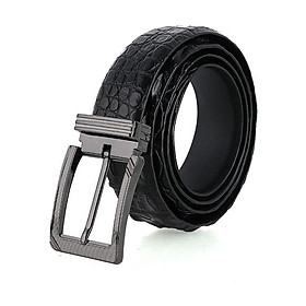 Dây nịt nam da cá sấu Huy Hoàng gai đuôi đầu kim màu đen HC4733