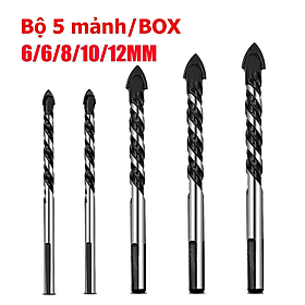 Mua Bộ 5 Mũi Khoan cao cấp Hình Tam Giác Đa Năng Kích Thước 6 / 8 / 10 / 12mm khoan bê tông  sắt  nhôm  gỗ  gạch - miếng lót chuột