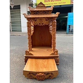 Mua Bàn thờ thần tài ông địa mái ngói 50 x 90cm - Gỗ Gõ Đỏ