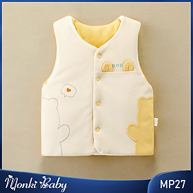 Áo gile sơ sinh cotton lót bông cho bé 0-1 tuổi, chất vải mềm mại, dày dặn giữ ấm tốt, thoáng khí thấm hút mồ hôi | MP27