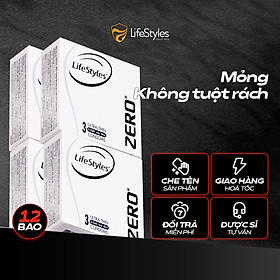 Combo 4 bao cao su LifeStyles Zero cao cấp siêu mỏng nhiều gel bôi trơn hộp 3 bao