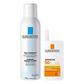 Bộ chăm sóc da Kem Chống Nắng Không Màu Không Nhờn Rít Cho Da Nhạy Cảm La Roche-Posay Anthelios XL Fluid SPF50 + UVA & UVB (50ml) + Nước Khoáng Làm Dịu Và Bảo Vệ Da - Thermal Spring Water Sensitive Skin La Roche Posay (150ml)