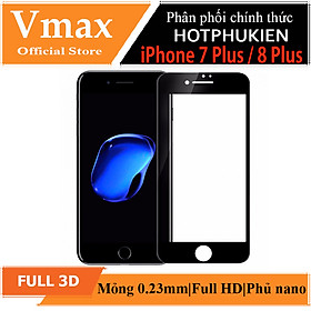 Miếng dán kính cường lực Full 10D cho iPhone 7 Plus / iPhone 8 Plus Hiệu Vmax (Phủ Nano, Vát 10D, mài cạnh 2.5D, hiển thị Full HD) - Hàng chính hãng - Đen