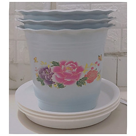 Combo 3 Chậu Nhựa Trồng Hoa,Cây Cảnh Hình Tròn BB 280x260 CN + 3 Khay  Lót Đế Chậu D270