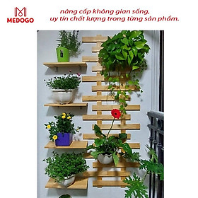 Kệ gỗ treo tường thiết kế mới, kệ trang trí, giá gỗ thông treo tường trang trí ban công