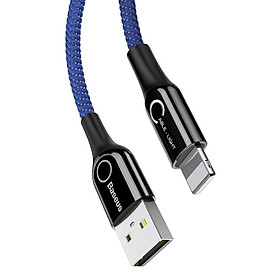 Cáp sạc Lightning tự ngắt cho iPhone 6/ 7/ 8/ iPhone X/ iPad (2.4A, Sạc nhanh, Sợi Carbon Siêu Bền) - Baseus C-Shaped Light - Hàng Chính Hãng