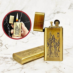 Mua Hột quẹt bật lửa SLIM - DOLPHIN xăng đá cổ 1 bánh xe hình quan công - xài xăng