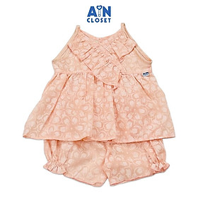 Bộ quần áo ngắn bé gái họa tiết hoa Mai Hồng Cam cotton - AICDBGUWBTZJ - AIN Closet