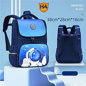 Balo đi học chống gù HA1009, cặp siêu nhẹ cho học sinh tiểu học kích thước 38x28x16cm