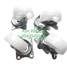 Mua Bánh xe đẩy hàng  Bộ 4 bánh xe nhựa trắng 4cm XOAY 360° - Dùng để hỗ trợ vận chuyển rất hiệu quả