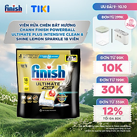 [Mới] Viên rửa chén bát hương chanh Finish Ultimate Plus All in one túi 18 viên - dòng siêu cao cấp