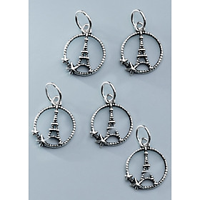 Combo 5 cái charm bạc hình tròn chứa tháp treo - Ngọc Quý Gemstones