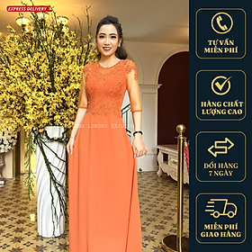 Đầm Dạ Hội Trung Niên Dự Tiệc Sang Trọng Cam Cà Rốt Charmaine Dress