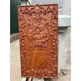 Đốc lịch treo tường trạm khắc gia đình công giáo bằng gỗ hương đá kt 37×77×3cm