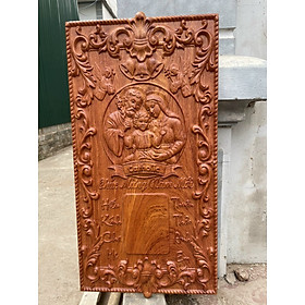 Mua Tranh Đốc lịch treo tường trạm khắc gia đình công giáo bằng gỗ hương đá kt 40 ×80×3cm