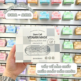 Hình ảnh hộp 10 miếng Mặt Nạ Banobagi Stem Cell Vitamin Mask Whitening and BHA-AHA 30g