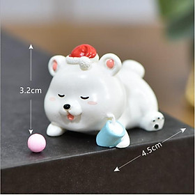 Mô hình gấu trắng Bắc Cực mũm mĩm dễ thường trang trí tiểu cảnh, móc khóa, terrarium, DIY
