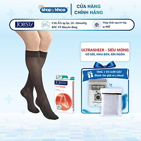 Vớ y khoa gối JOBST UltraSheer - Siêu mỏng, màu đen, kín ngón, 20-30mmHg, giãn tĩnh mạch chân (tất y khoa)