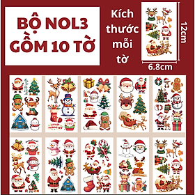 Hình Xăm Dán Tattoo Merry Christmas, Cây Thông Noel, Tuần Lộc, Người Tuyết, Quà Giáng Sinh, Kẹo, Tất An Toàn Cho Bé