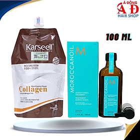 Combo túi ủ tóc Collagen Karseell 500ml tặng chai tinh dầu dưỡng tóc Moroccanoil Treatment 100ml - Chính hãng