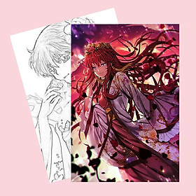 Tranh tô màu CÔNG CHÚA BÌNH MINH Akatsuki no Yona tập bản thảo phác họa xinh xắn anime chibi 