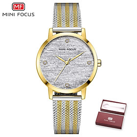 Đồng hồ nữ thời trang với dây đeo lưới thép 30M chống thấm nước MINI FOCUS-Màu Vàng