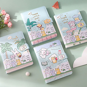 Sổ tay bìa da Cuộc Sống Mèo Thỏ trang trí từng trang - 18.6x12.4cm - 108 tờ