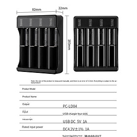 18650 Bộ sạc nhanh với loại cáp 4.2V Lithium Pin 4 khe cắm ánh sáng nhẹ thông minh cho 14500 26650 18650 màu: 4 khe cắm với cáp