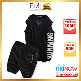 Bộ đồ thể thao nam vải thun lạnh siêu mát, dáng thể thao, trẻ trung, năng động – FORMEN SHOP – FMCBTD095 - Quần đen Áo đen - XL