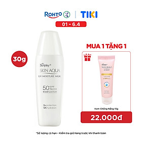 Kem chống nắng Skin Aqua dưỡng ẩm, dạng sữa dùng hàng ngày Sunplay Skin UV Moisture SPF 50, PA++++ 30g