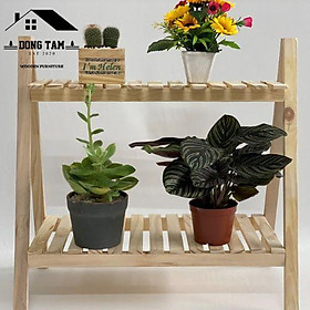 Kệ gỗ 2 tầng - Kệ để đồ 2 tầng - Kệ để hoa 2 tầng - Chất liệu gỗ thông nhập khẩu