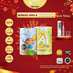 Combo 2 Hộp Sữa Miwako A+ Vị Vani & Vị Gạo Hộp 400g Nhập Khẩu Malaysia, Sữa Hạt Hữu Cơ Cho Bé Từ 1 Tuổi Dị Ứng Đạm Bò Chậm Nói Giúp Phát Triển Trí Não Chiều Cao