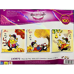 Mua Tranh thêu chữ thập Phúc Lộc Thọ LV3572  kích thước 124 x 43 cm