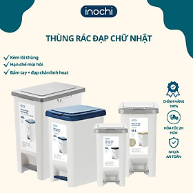 [Loại Kèm Ruột] Thùng Rác Đạp Chữ Nhật Hiro 10L-15L-20L-30L (Tặng kèm Sticker Cute) kháng khuẩn, ngăn mùi hôi hiệu quả- Chính hãng INOCHI