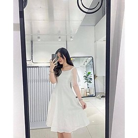 Đầm dự tiệc dáng xòe phối tay lưới siêu xinh Đầm nữ, váy nữ