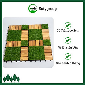 Gỗ lót sàn ngoài trời, ban công, sân vườn kết hợp cỏ nhân tạo 2cm 10