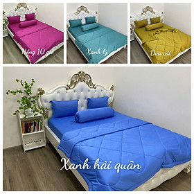 Bộ chăn drap gối thun Hàn Quốc loại 1 có mền 5 món ( 1 drap + 1 chăn chần bông + 3 áo gối) HOẶC mền lẻ