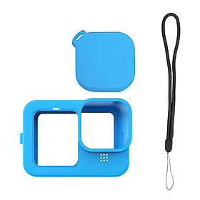 Silicone Case Lens Protector Compatible for  Hero9, Soft Sleeve Cage Housing with Lens Cover Cap Lanyard Accessory Bundle Kits