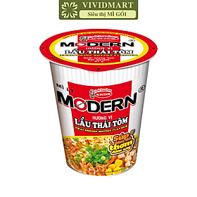 ACECOOK - Mì ly Modern Lẩu Thái Tôm, Mì ly ăn liền Modern hương vị Lẩu Thái Tôm, Lẩu Thái Tôm Modern mì ly (65g/ly)
