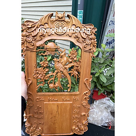 Mua Tranh Đốc lịch treo tường khắc  cặp chim quý bằng  gỗ  bách xanh thơm nức 40x70x3cm