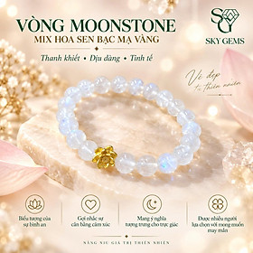 Vòng Moonstone Mix Hoa Sen Bạc Mạ Vàng