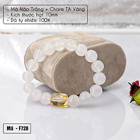 Vòng tay Mã não trắng 10mm + Thạch anh vàng