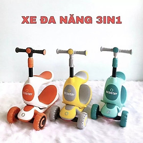 Xe trượt Scooter 3 in 1 cho bé cao cấp - 3 chế độ - Bánh xe phát sáng vĩnh cữu gấp gọn chịu lực 150kg