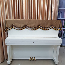 Mua Khăn Phủ đàn Piano nhung nâu cao cấp tua rua sang trọng