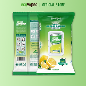 Khăn giấy ướt lau bếp Ecowipes khổ lớn 30x20 cm Kitchen Wipes gói 42 tờ