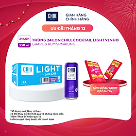 Thùng 24 lon Chill Cocktail Light vị Grape Rum Sparkling 330ml/lon