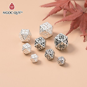 Charm bạc trắng xỏ ngang nhiều cạnh - Ngọc Quý Gemstones