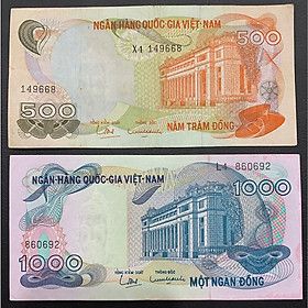 Mua (2 tờ) Tiền 500 1000 đồng hoa văn cổ của Việt Nam xưa sưu tầm