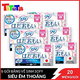 Combo 6 Băng Vệ Sinh Sofy Skin Comfort Ultra Thin 23cm Siêu Êm Thoáng Mỏng