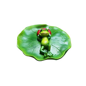 Floating Leaf with Frog Ornament Figurine Fairy Garden Statue for Lawn Table